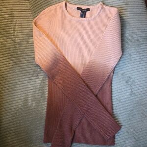 Forever 21 Ombre Tan To  Brown Ribbed Sweater